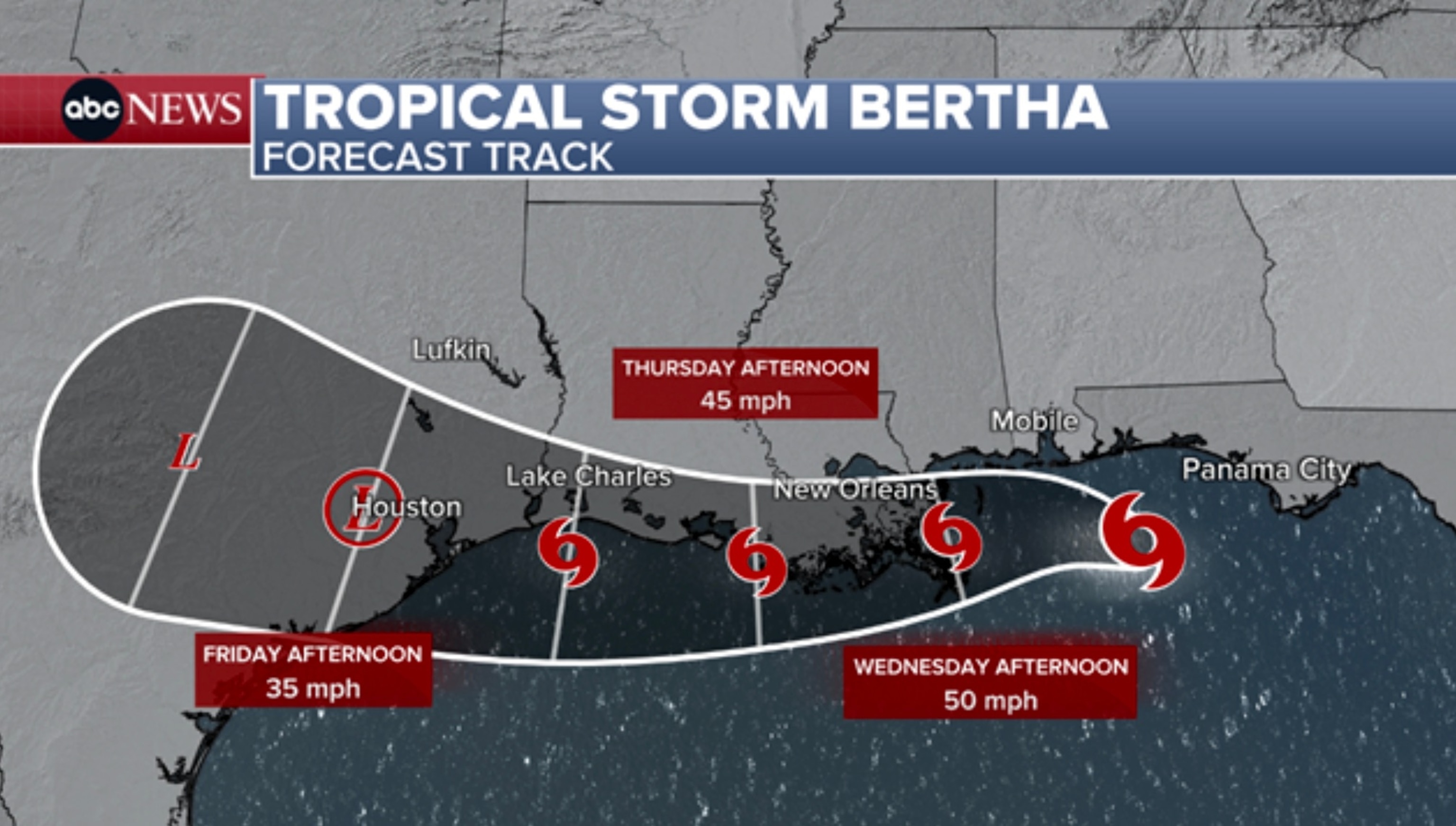 Tropical Storm Bertha closing in on the Gulf Coast