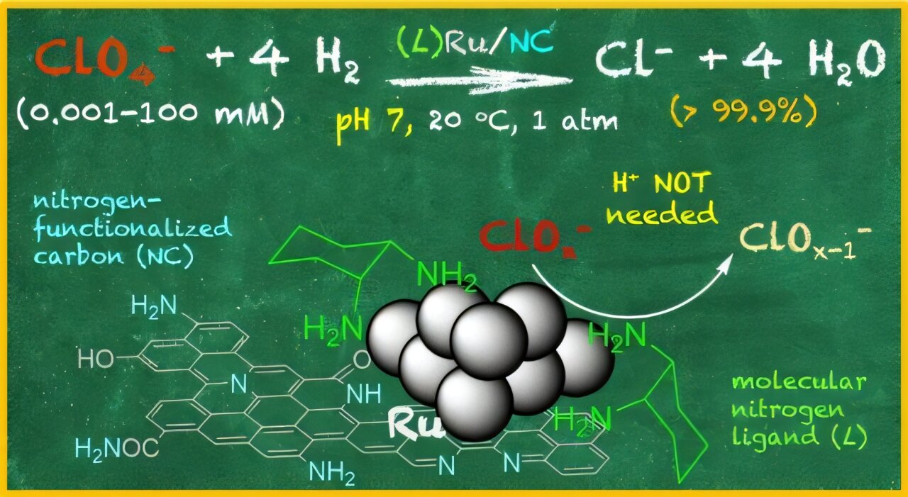 Ruthenium nanoparticles convert captured perchlorate into harmless chloride in water treatment waste