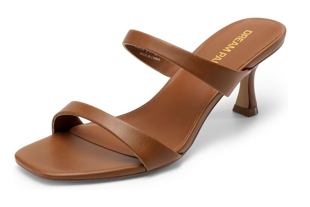 DREAM PAIRS Women's Two Straps Heel Sandal | low kitten heels square toe slip on 2.6 Inch 2026 dress casual summer mules for party wedding vacation