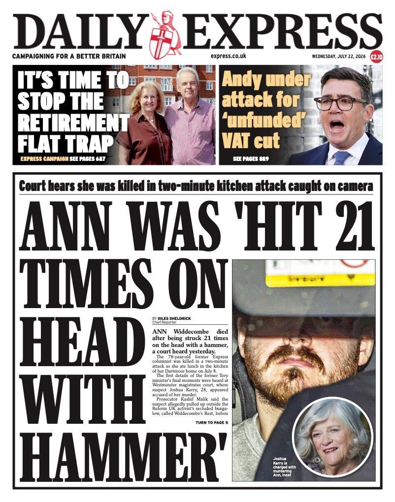 In addition to the details about how Widdecombe was killed, the Daily Express says the 8 July attack took place over just two minutes.