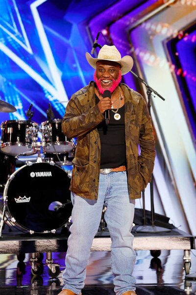Pynk Beard performing on stage during America's Got Talent Season 21 Episode 7.