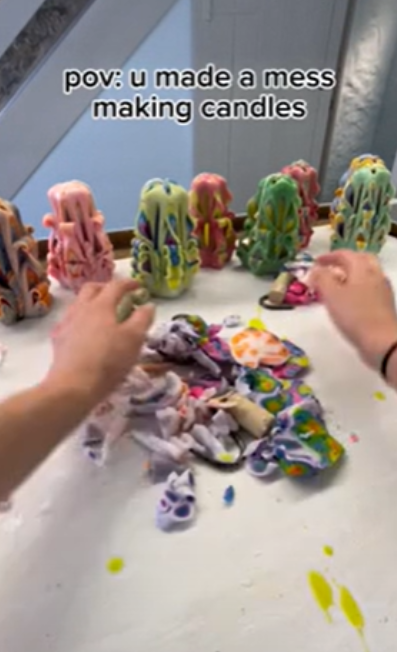 Pure wax art in motion creates mesmerizing handmade designs
