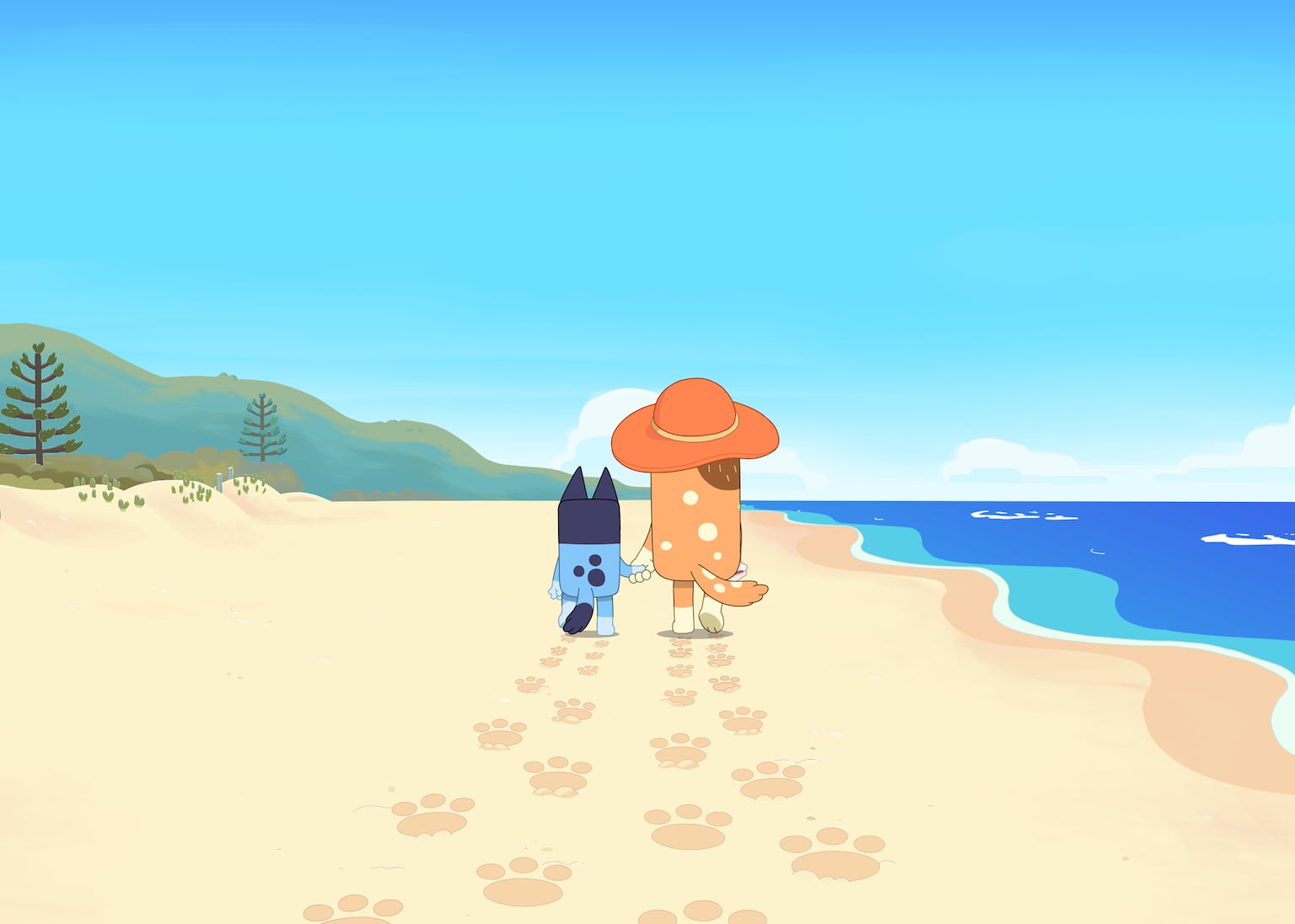 A still from Bluey episode ‘The Beach’, which was dubbed in Australian Indigenous language Yolnu Matha