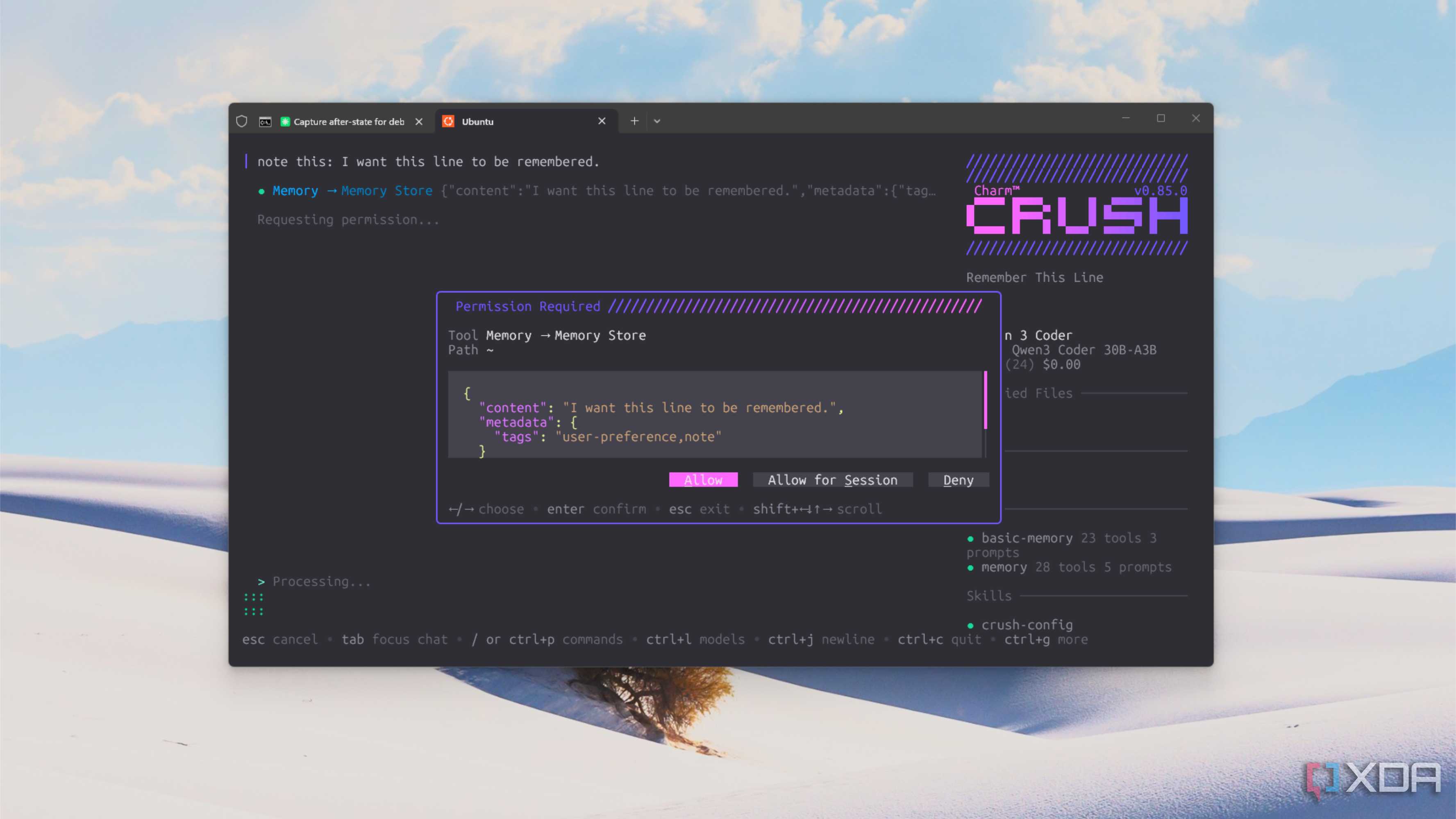 crush using note this command