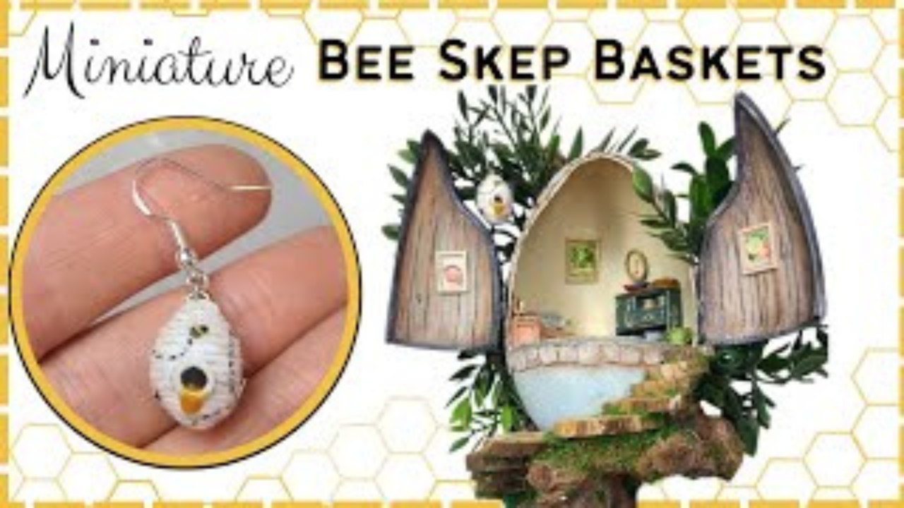 DIY miniature bee skep basket craft tutorial