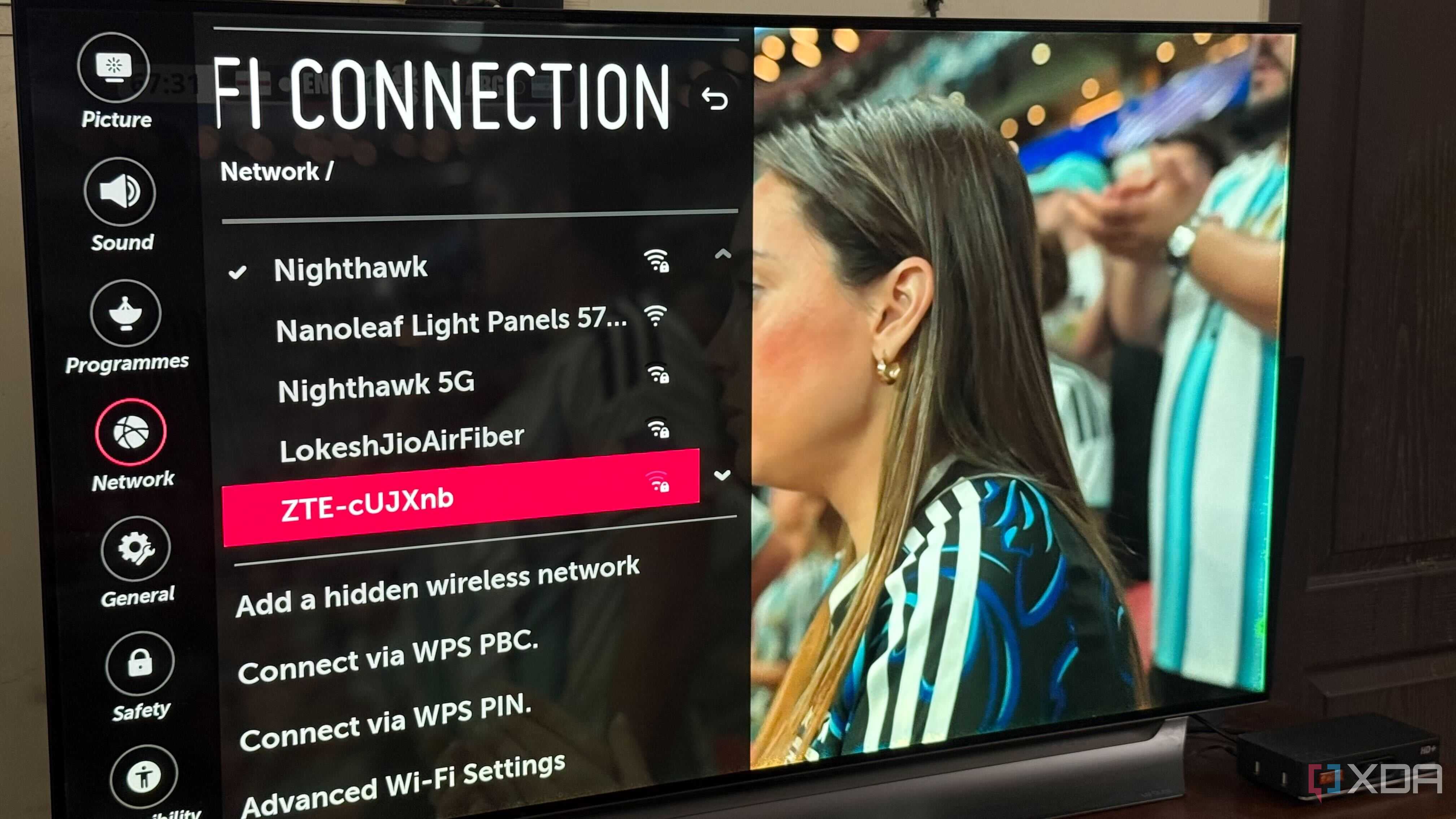 List of Wi-Fi networks on LG OLED