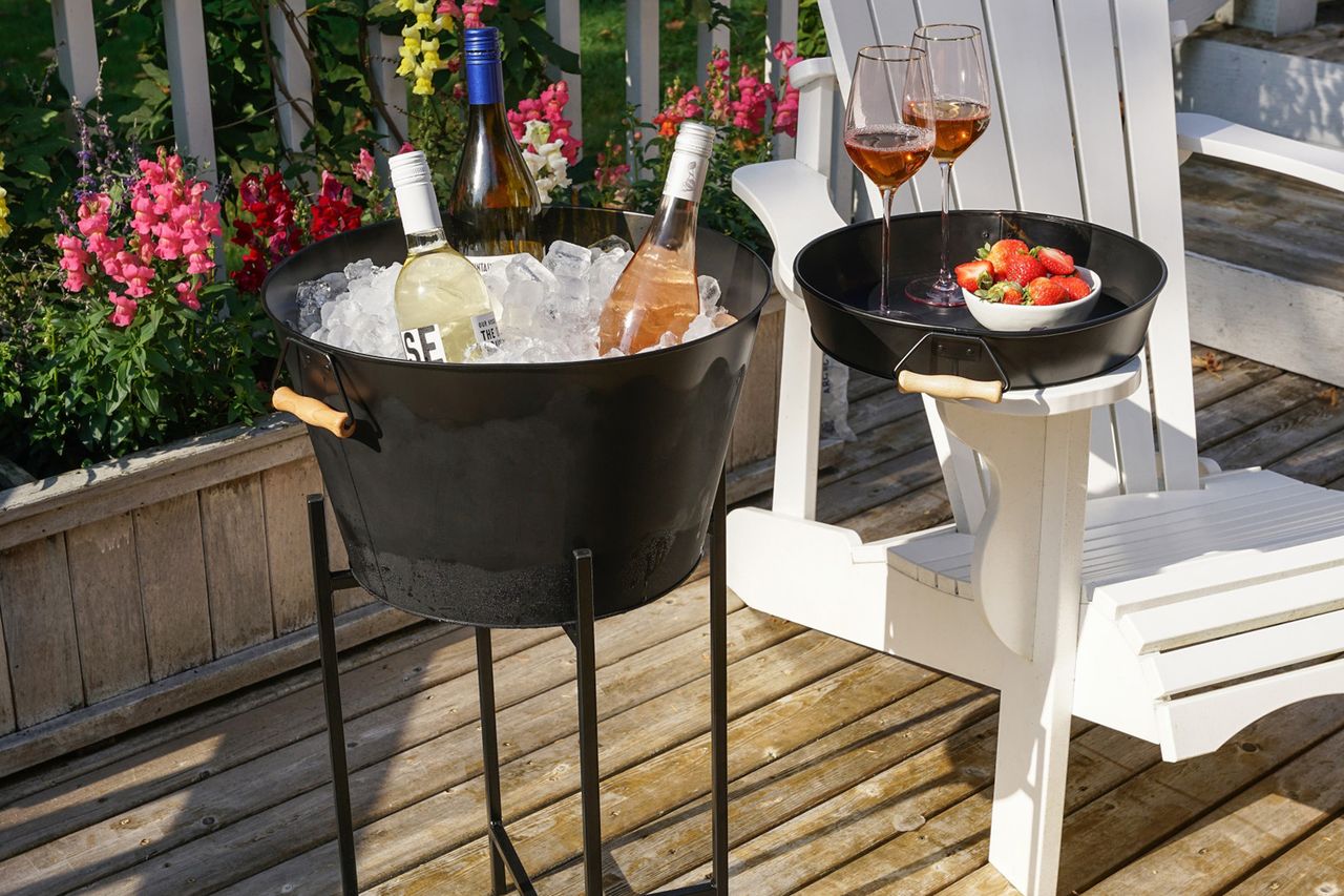 Beverage Tub with Stand & Tray in Black TWINE