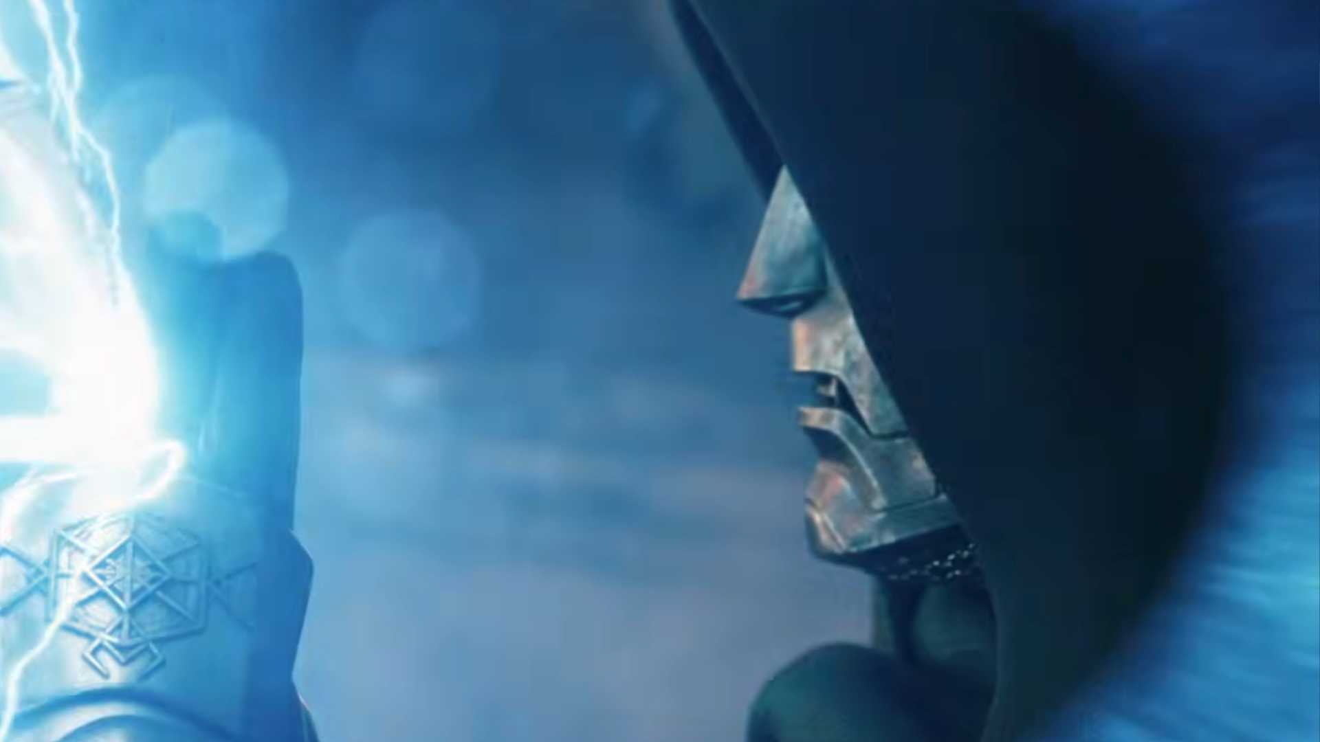 Doctor Doom Blocking Thor's Attack in Avengers Doomsday Trailer