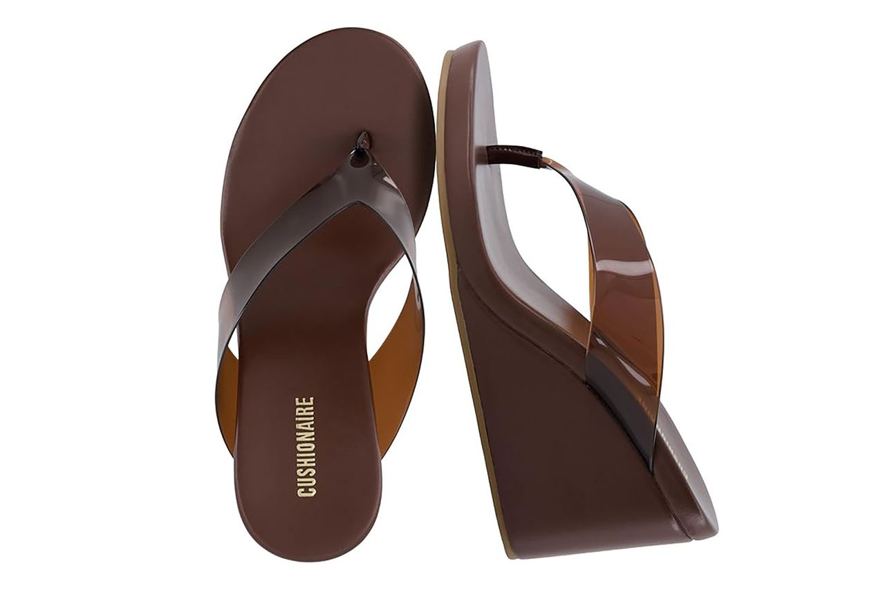 CUSHIONAIRE Bera Platform Thong Womens Sandals, Stylish Wedge Flip Flops for Women with Contoured