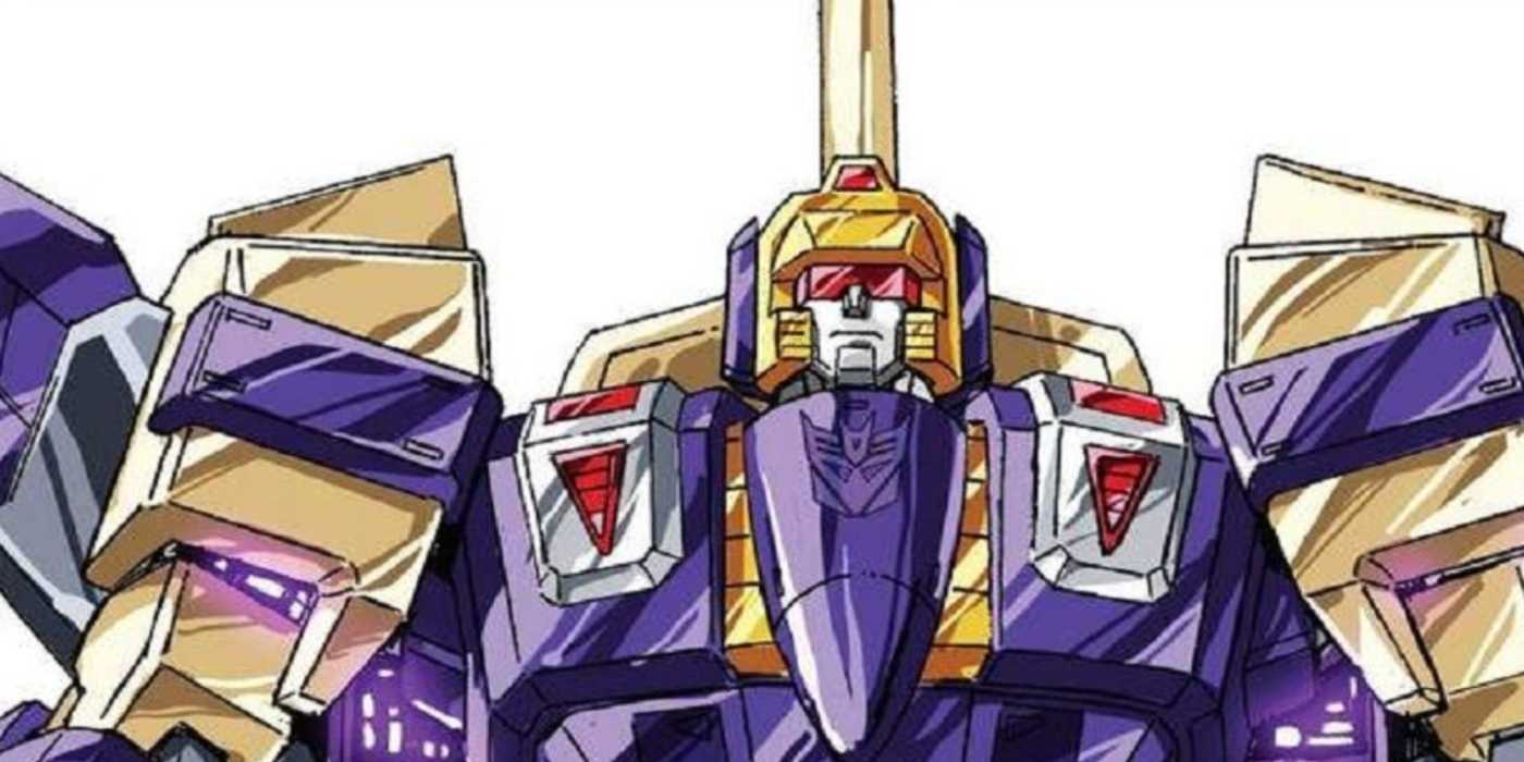 Decepticon Blitzwing standing against a white background.