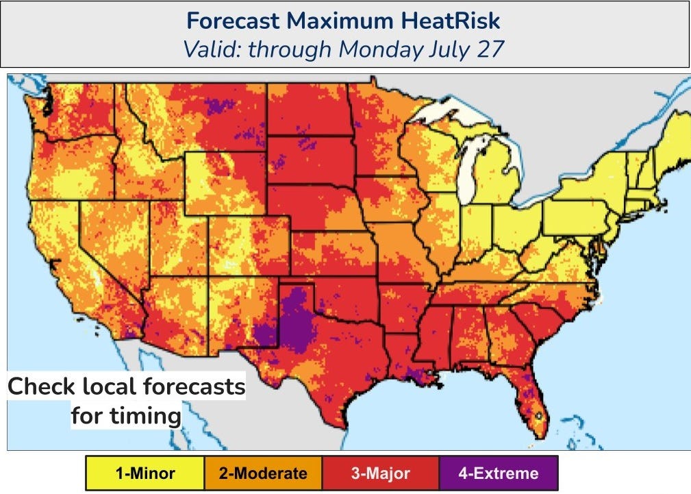 Flash flooding threatens Mid-Atlantic, heat scorches many states