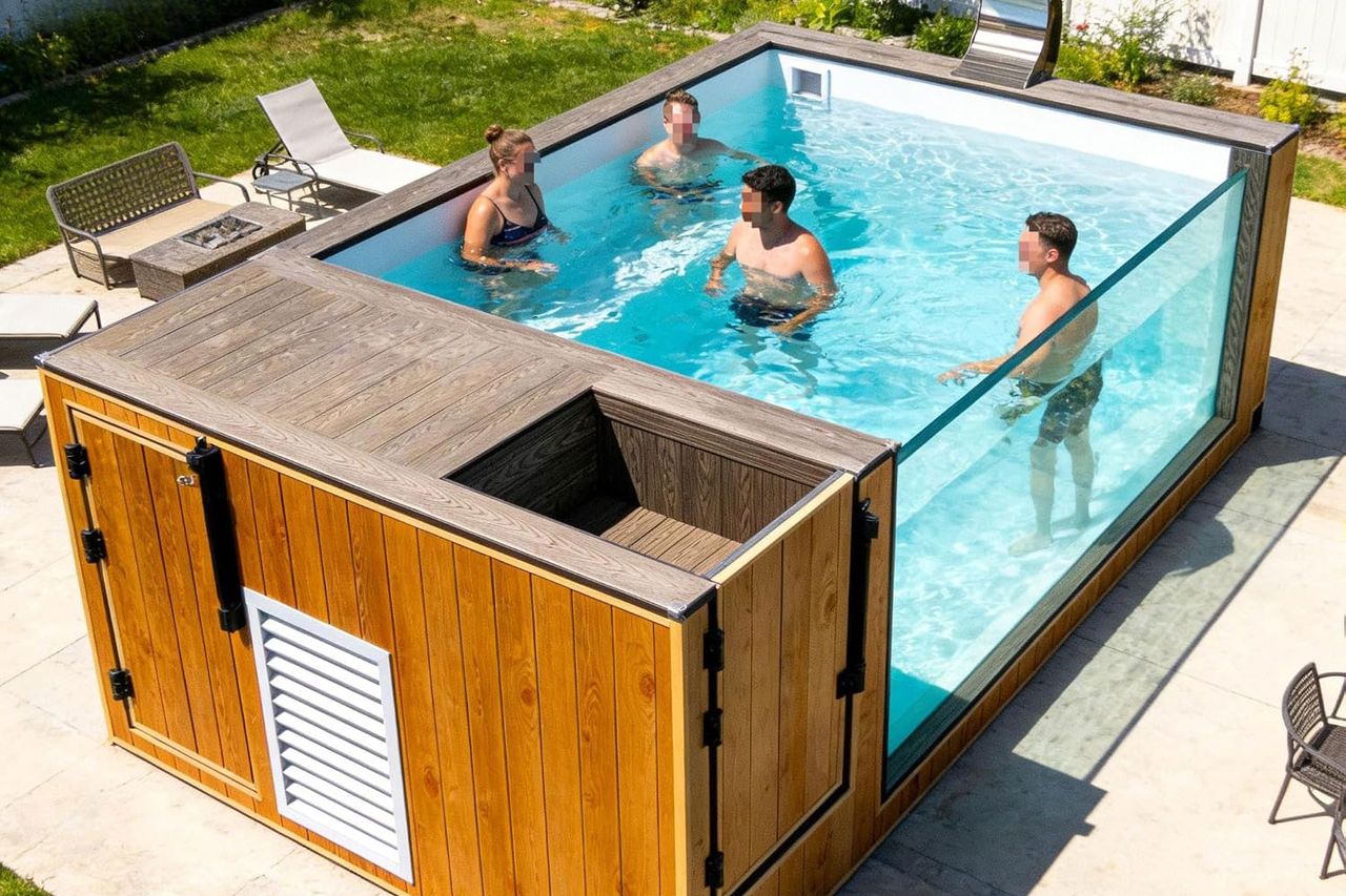 shipping container pool for backyard
