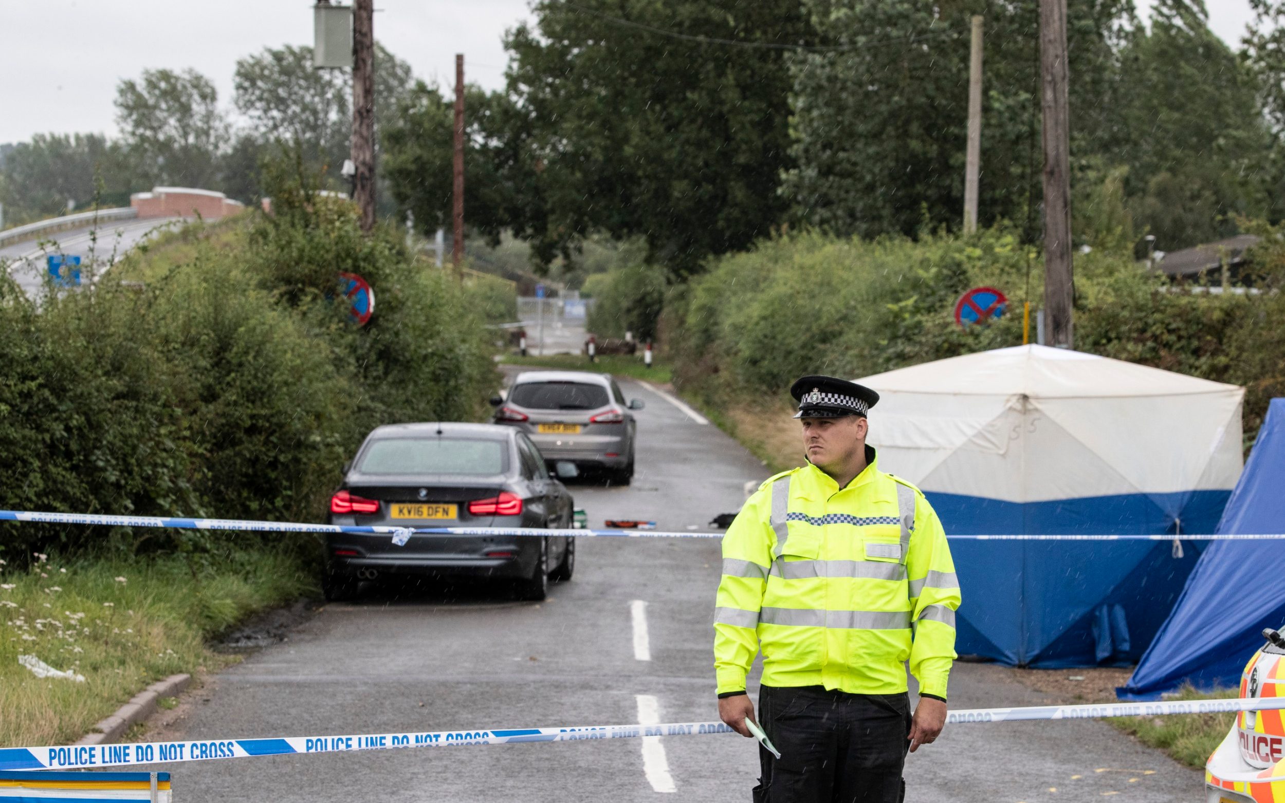 Crime scene on the A4 Bath road near Reading where Pc Andrew Harper was killed in August 2019