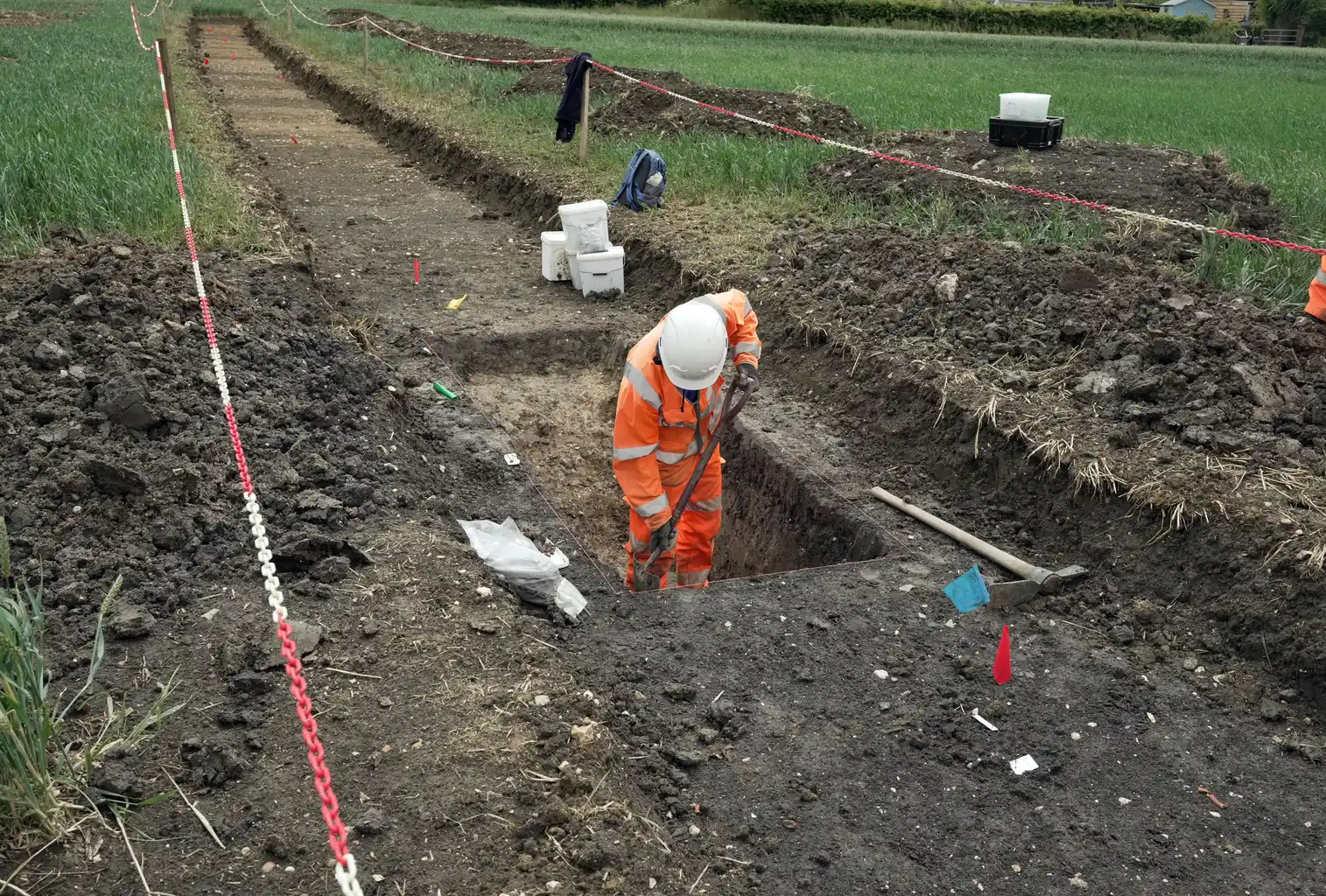 Trench digging for archaeological excavations (East West Rail)