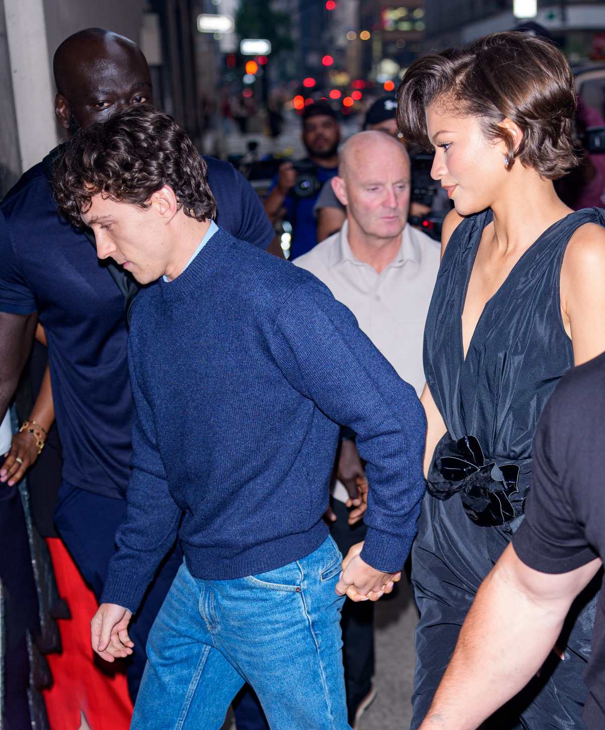 Tom Holland and Zendaya are seen on July 16, 2026 in New York City.