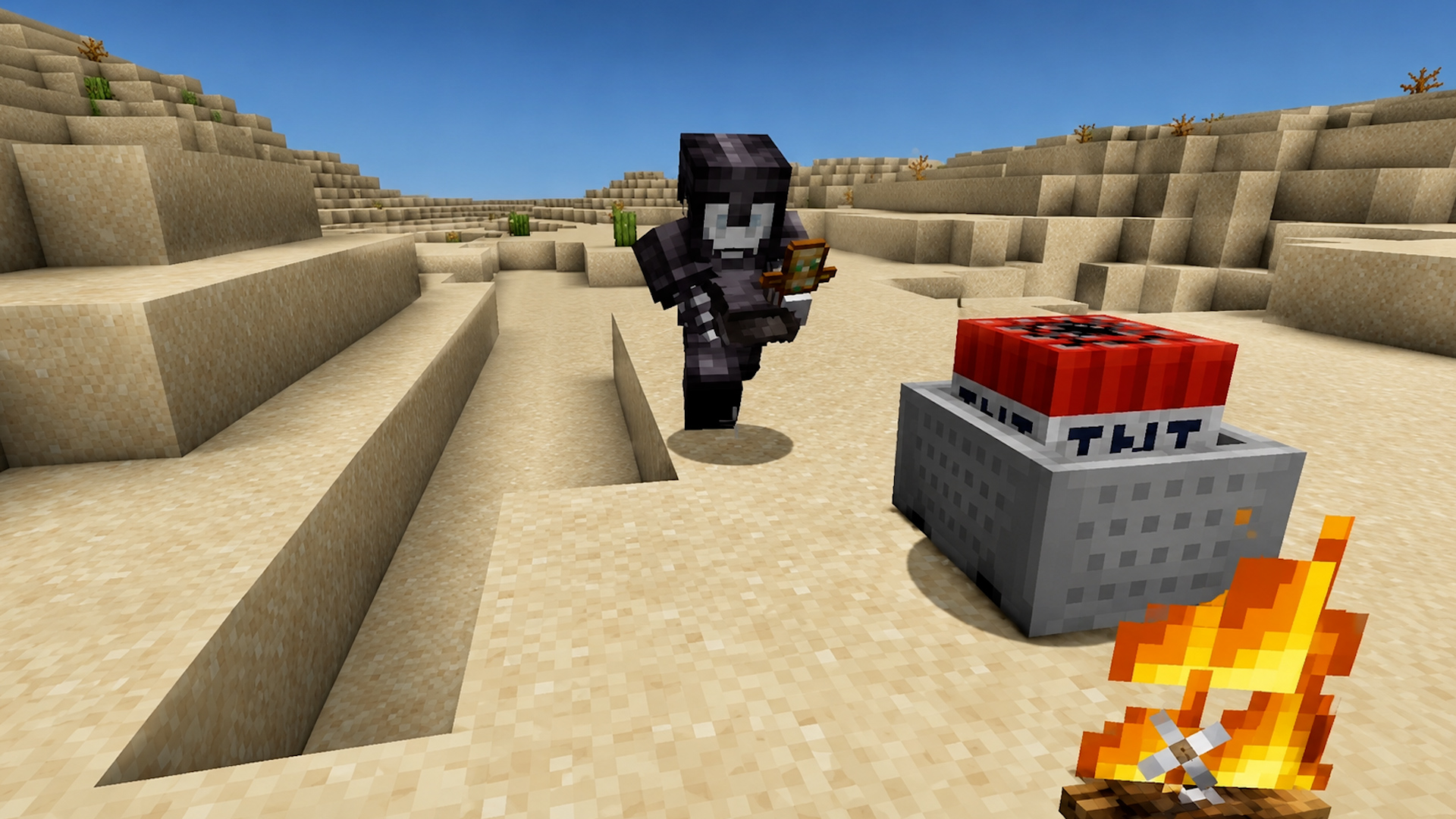 Testing TNT minecart combat strategies in Minecraft