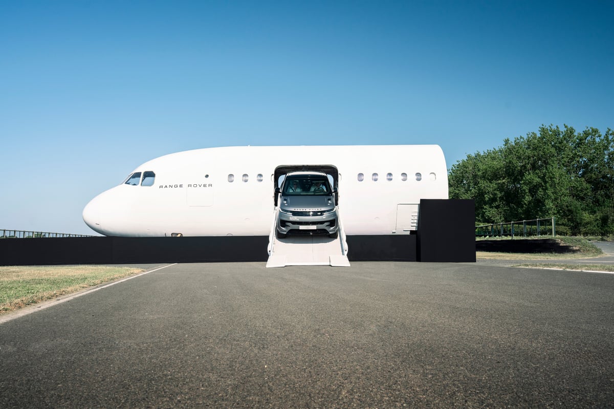 I drove the new Range Rover Sport Electric through a plane