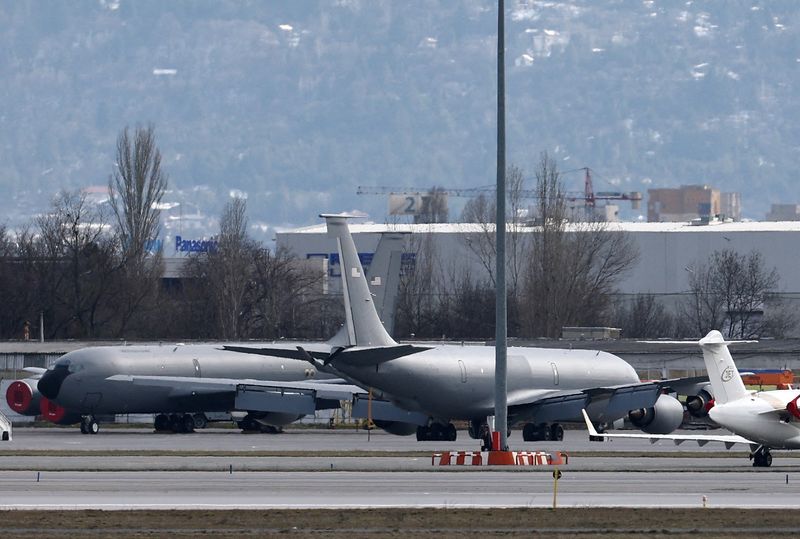 FILE PHOTO: U.S. Air Force planes on the tarmac of Sofia airport