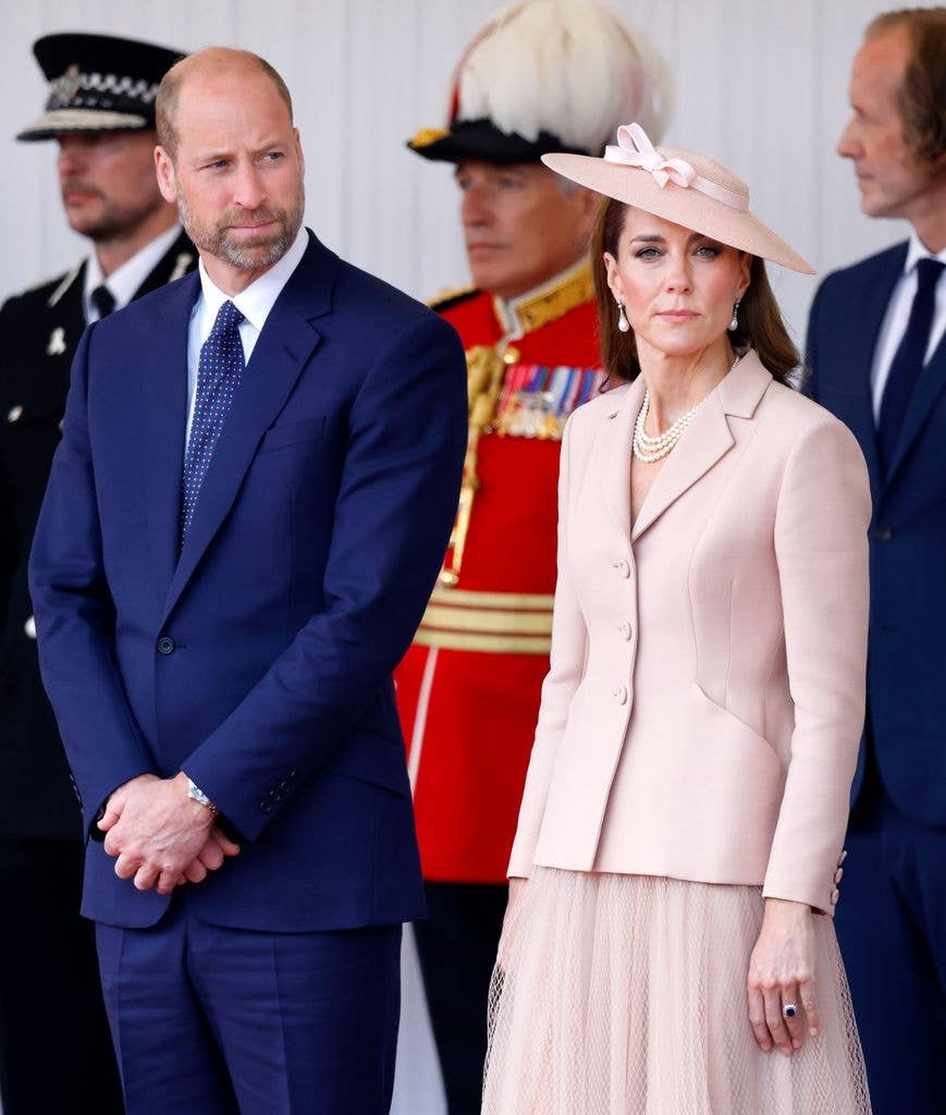 Prince William and Kate Middleton looking upset