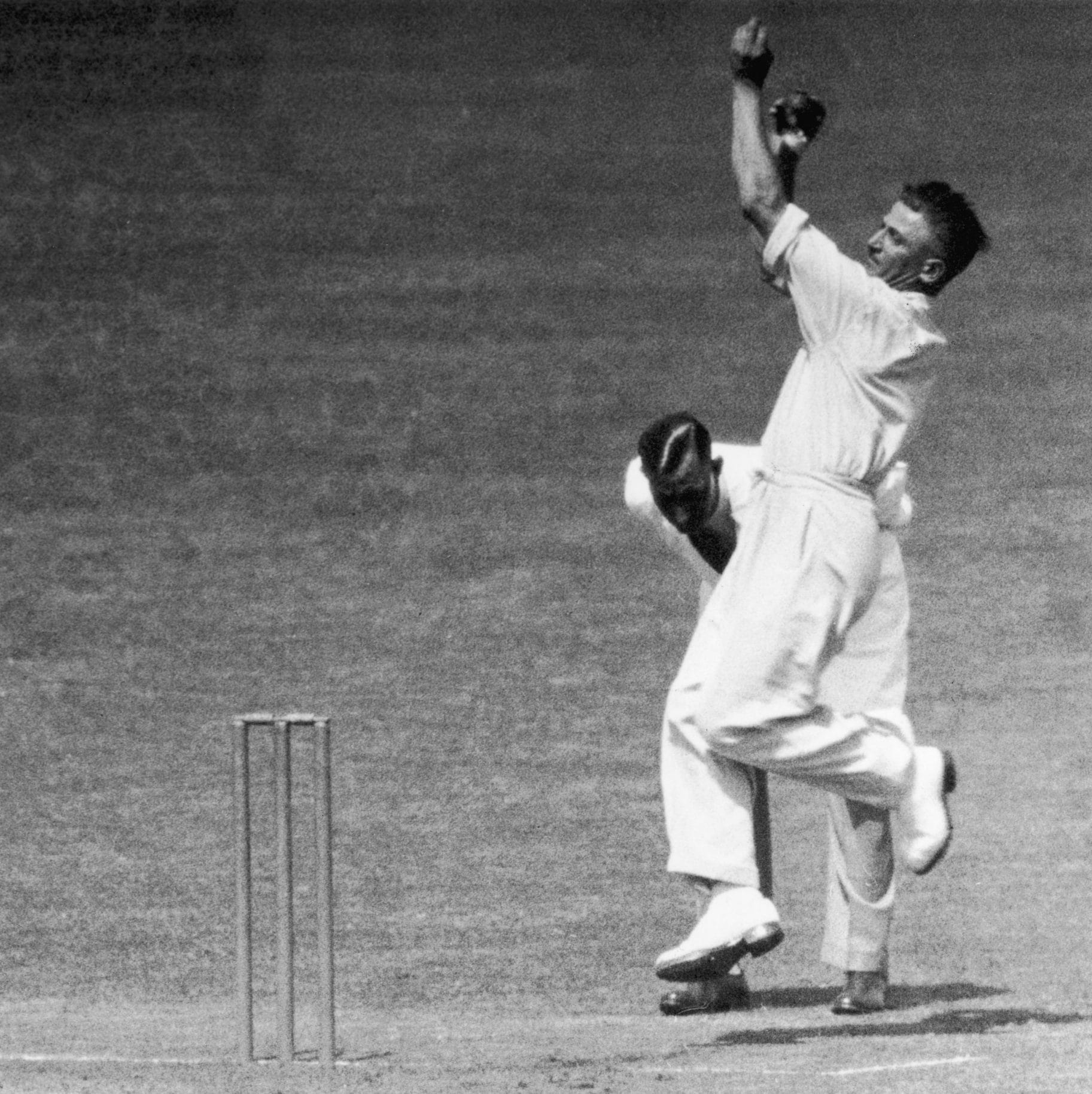 Harold Larwood bowling