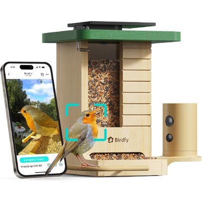 Bird Feeder Camera, Birdfy Smart Wooden Bird Feeder with Camera