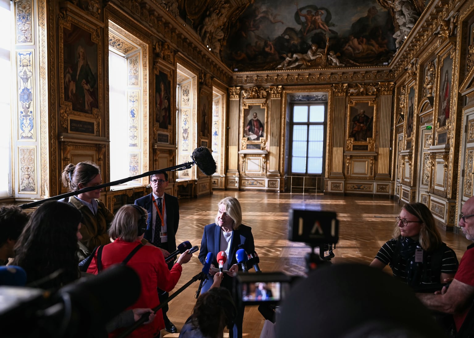 French culture minister Catherine Pegard spoke about the ‘trauma’ of the heist (Lou Benoist/Pool Photo via AP)