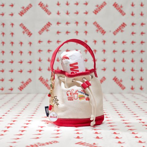 A branded bag containing items