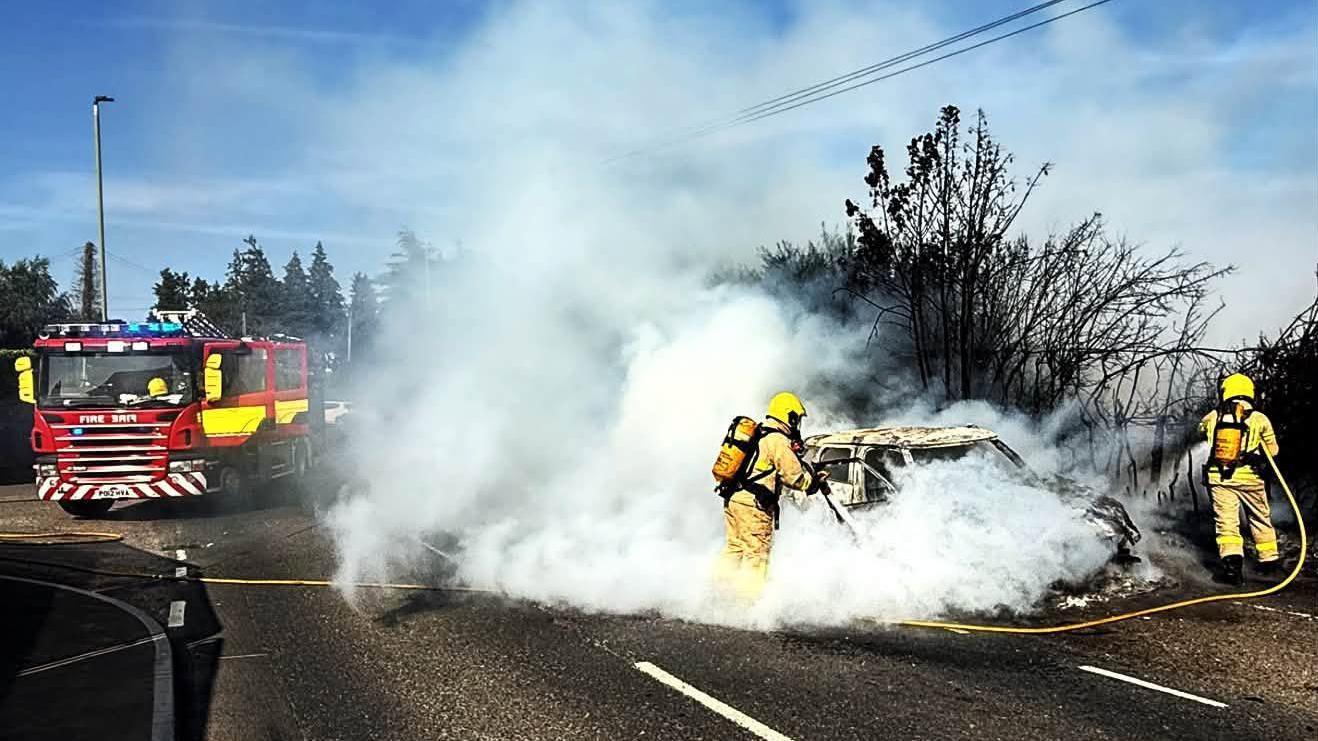 The cause of the fire was a fault with the car's engine, the service said