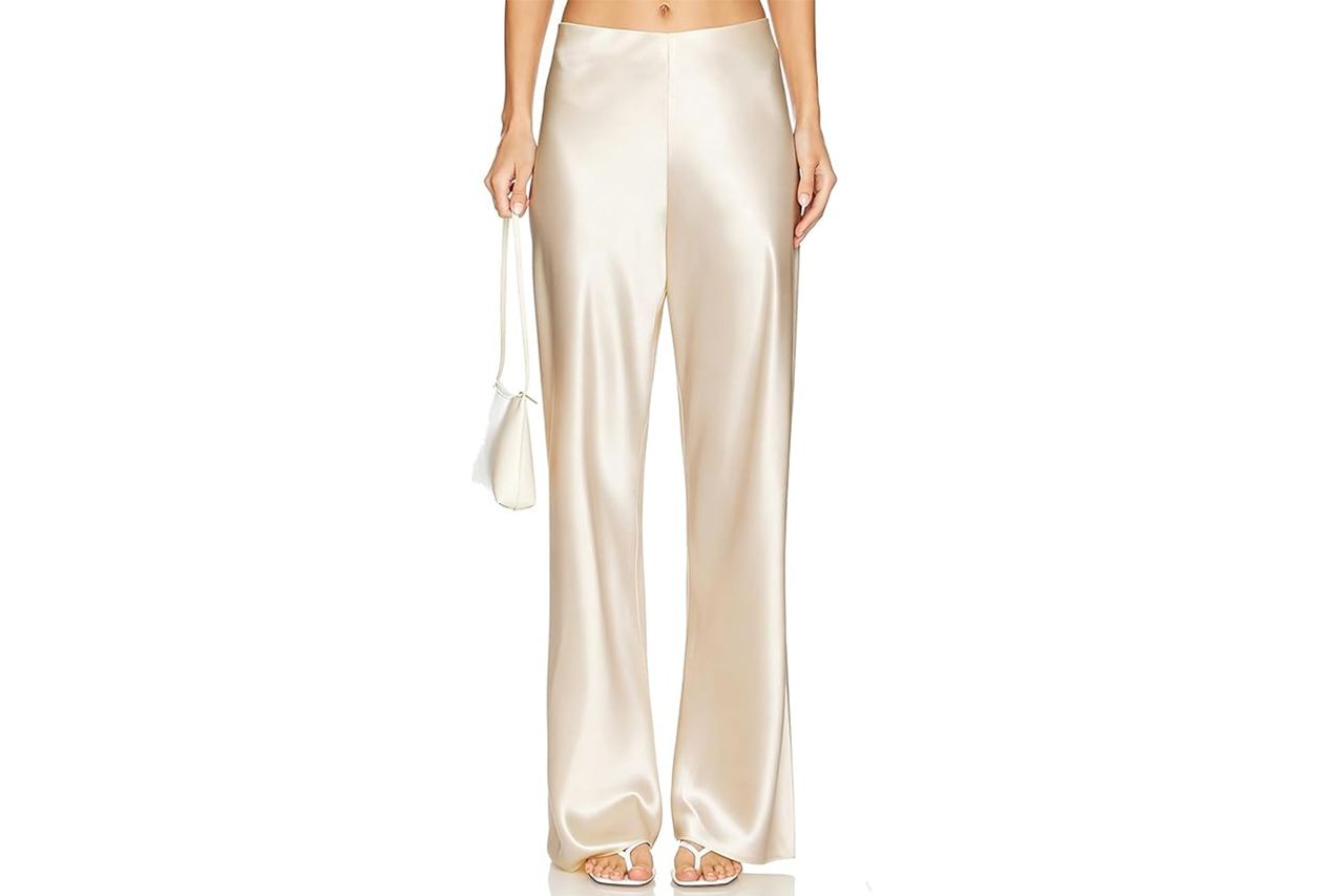 Skrtimory Store Women's Satin Wide Leg Dress Pants