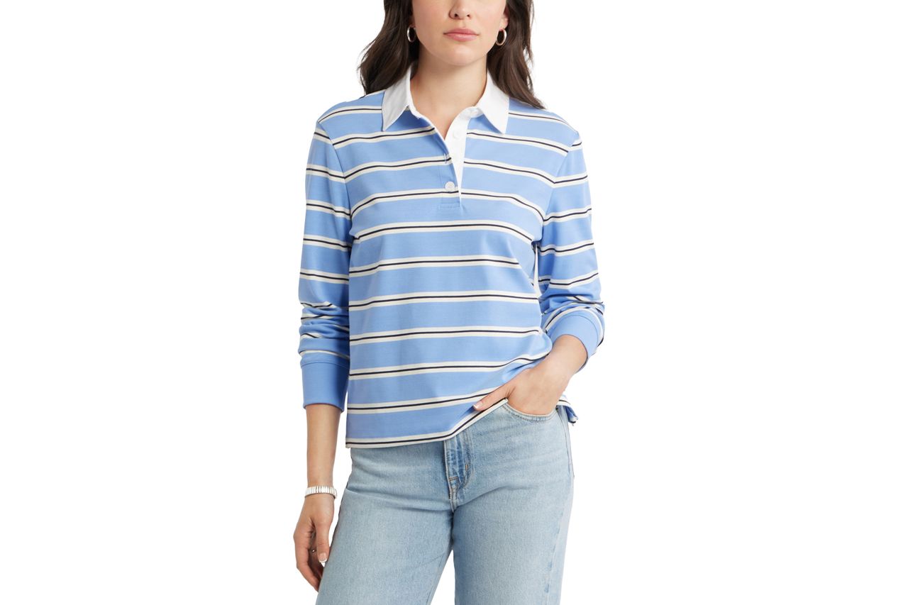 Nordstrom Stripe Long Sleeve Rugby Polo Caslon®
