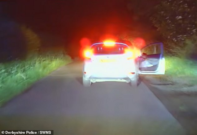 Forster-Davies - who was driving uninsured - had leapt out of his car and fled on foot through undergrowth before Yolo caught him and he started yelping in terror