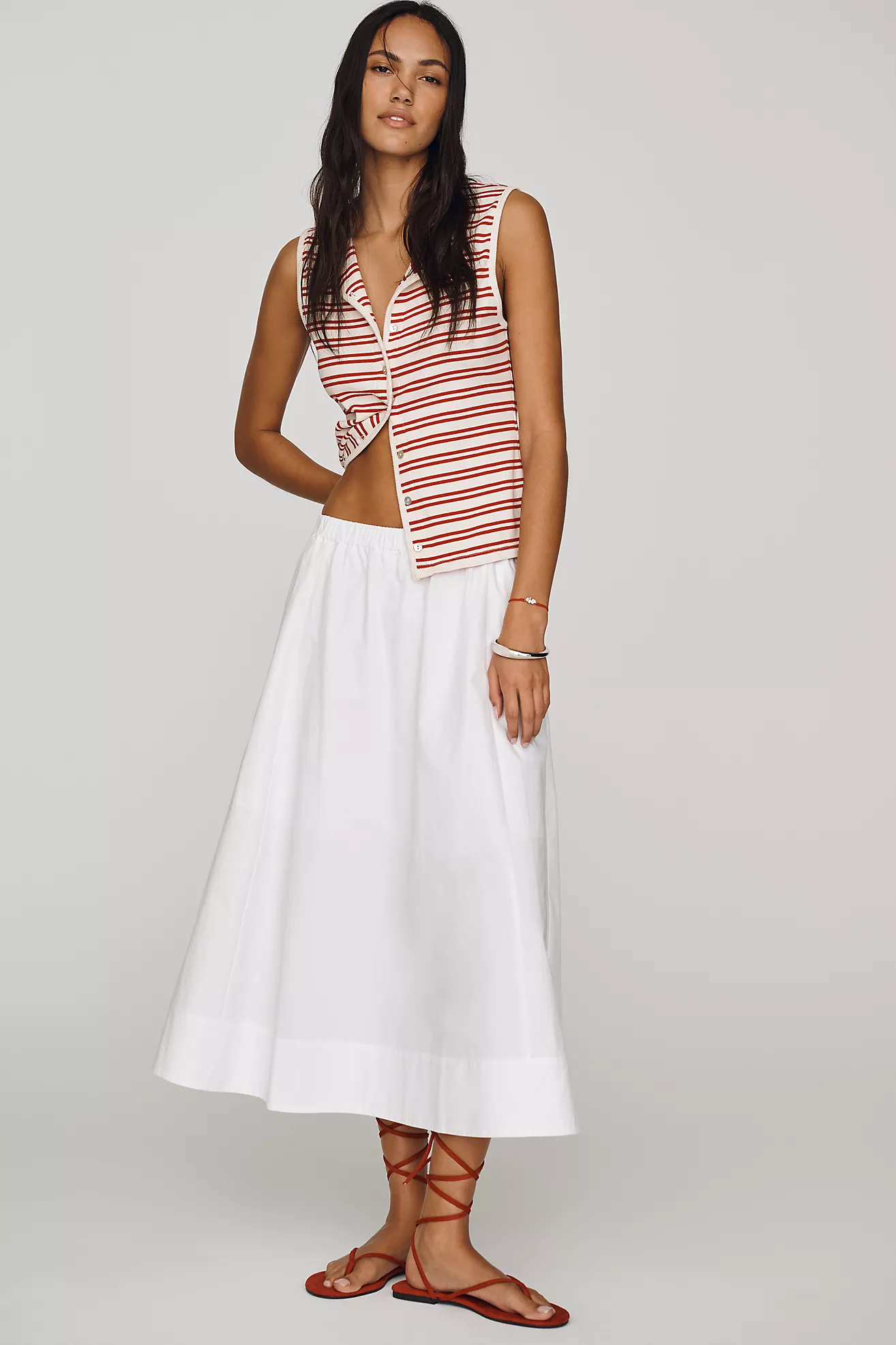 Maeve Cotton Pull-On Midi Skirt
