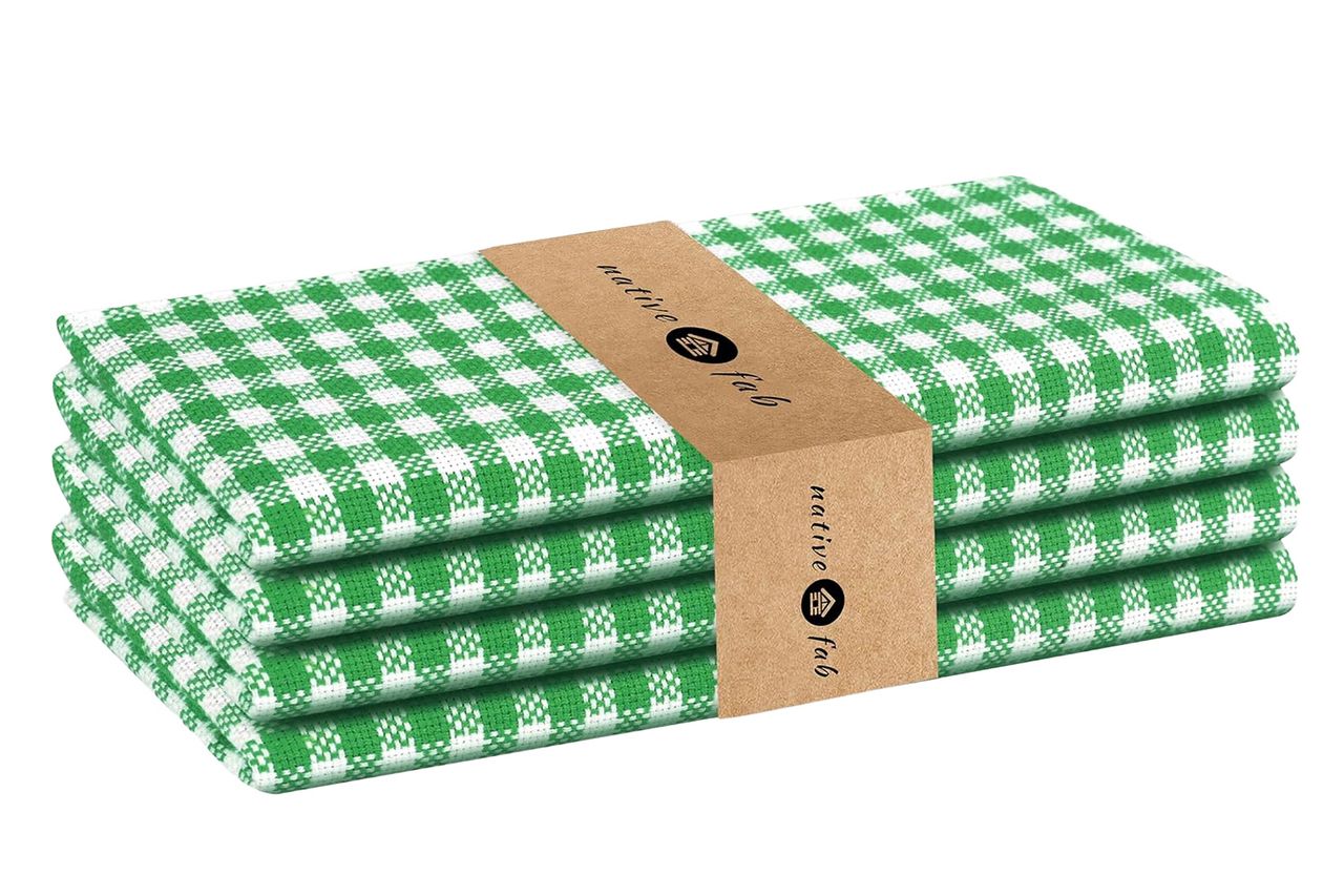 Native Fab Set of 4 Gingham Mini Check Cloth Dinner Napkins