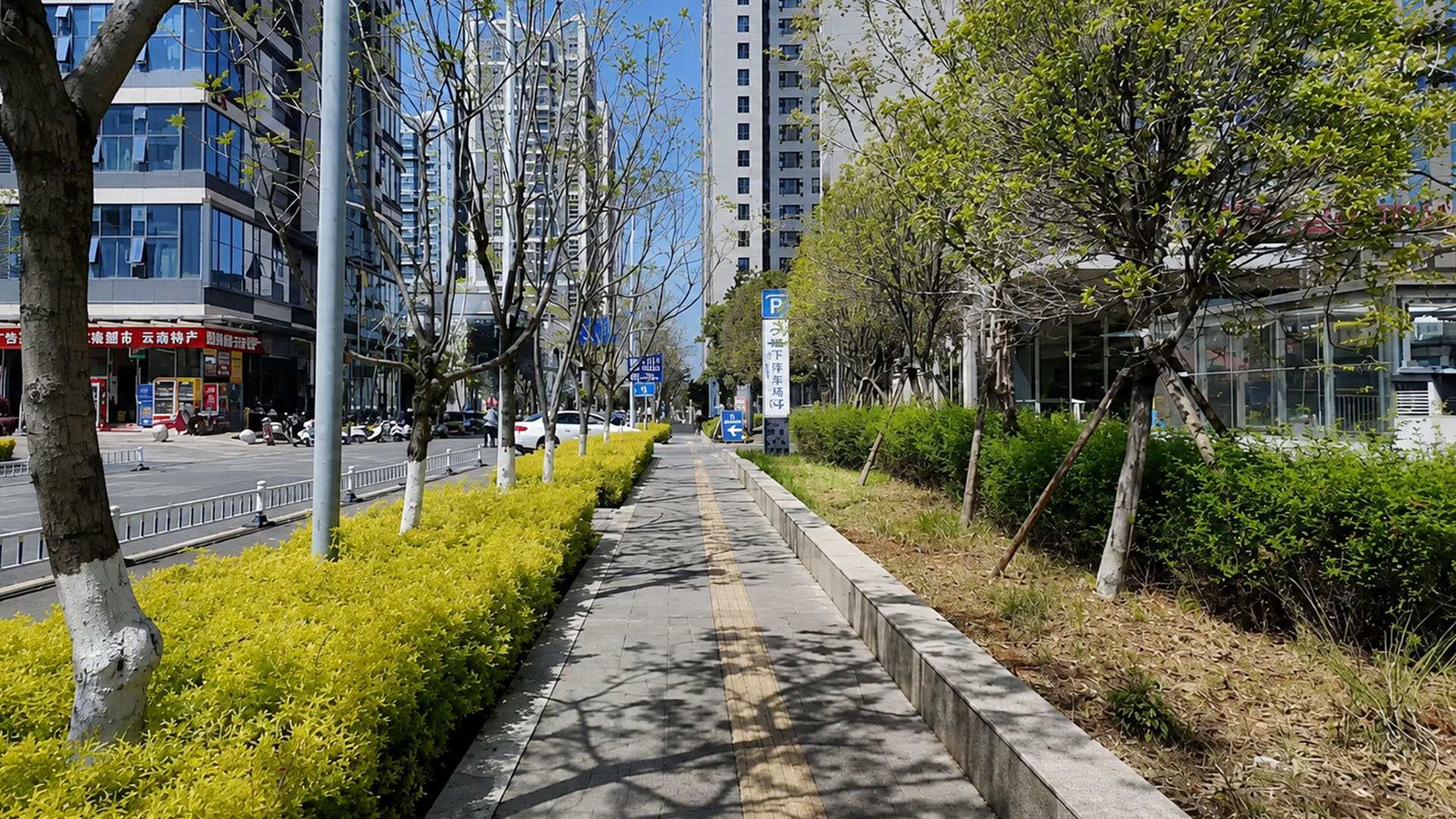 China's contemporary sidewalk reflects clean urban design with vibrant ...