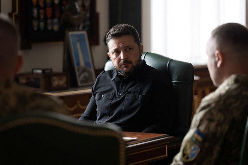 Ukraine's President Zelenskiy meets with major general Drapatyi in Kyiv