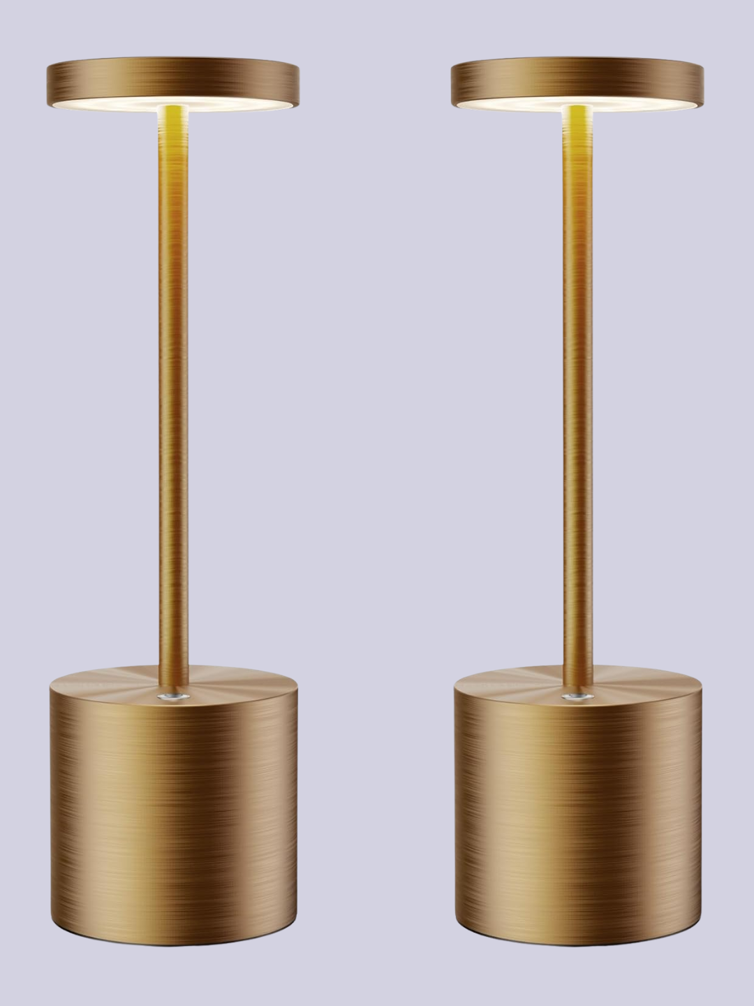 A pair of cordless brass table lamps from Amazon