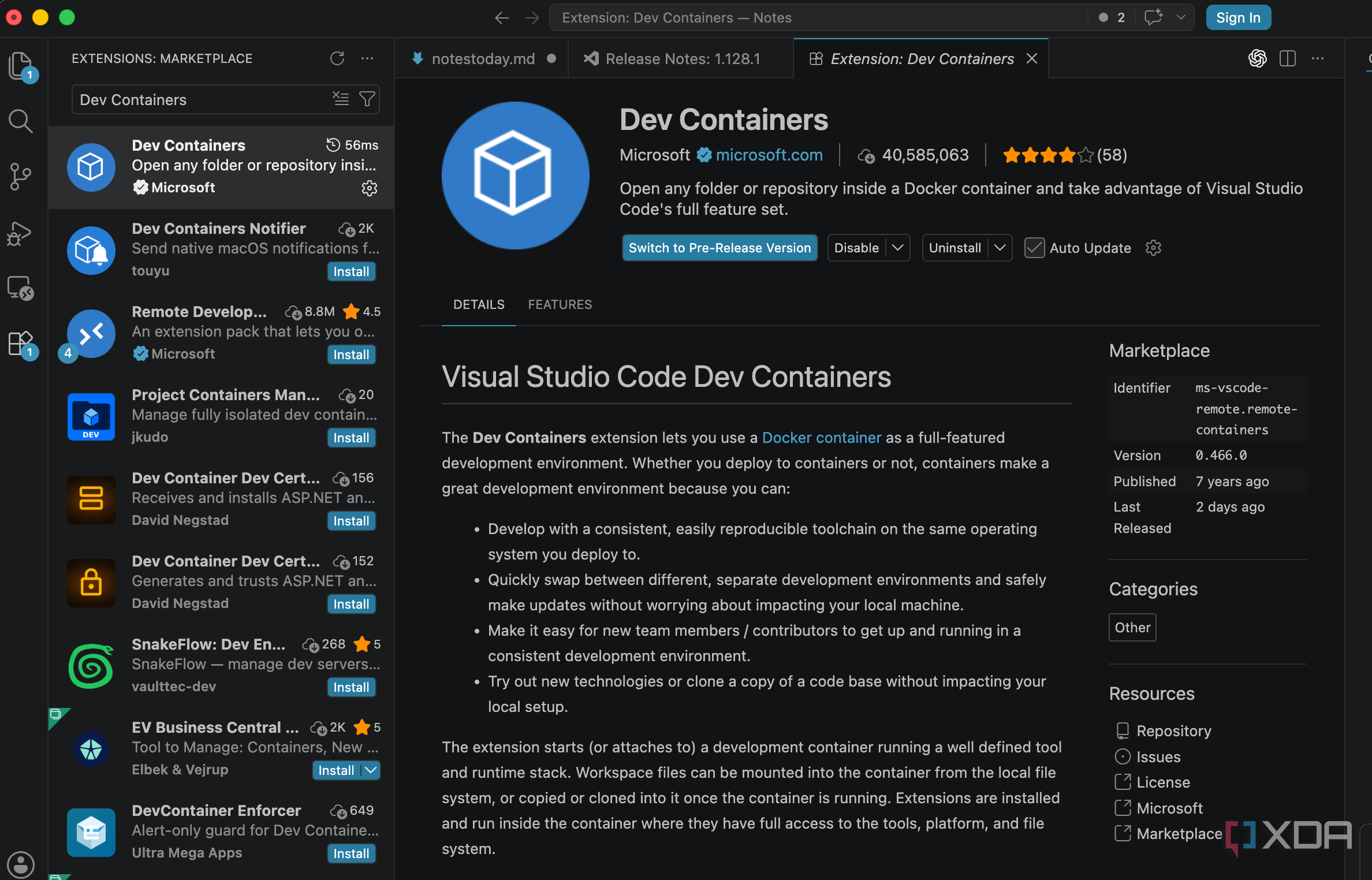Dev containers in VS Code