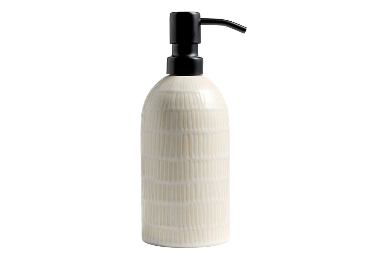 Clean by Crate Ivory Ceramic Soap Dispenser with Black Pump