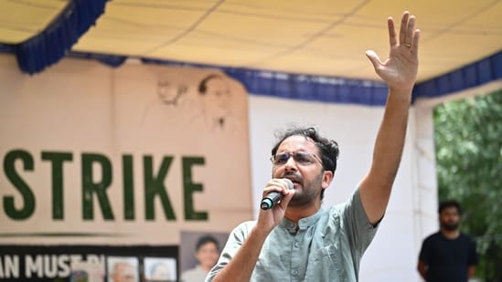 Ashutosh Ranka, CJP Spokesperson during a protest at Jantar Mantar in New Delhi.