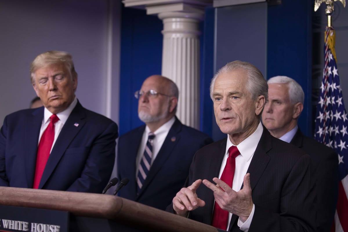 WASHINGTON, DC - MARCH 22: Peter Navarro, Director of the National Trade Council, speaks at the dail