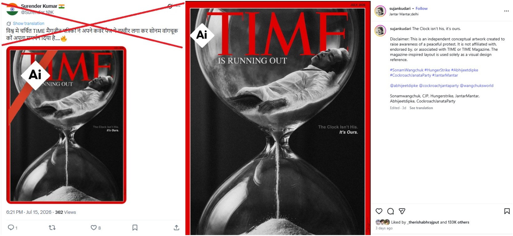 Time cover featuring Indian activist on hunger strike is fabricated