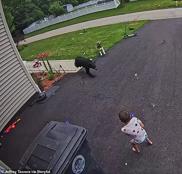 Footage from Jeffrey Tazzara's home security system showed his son, Colton, playing in the driveway of their home in Torrington, Connecticut on July 4.