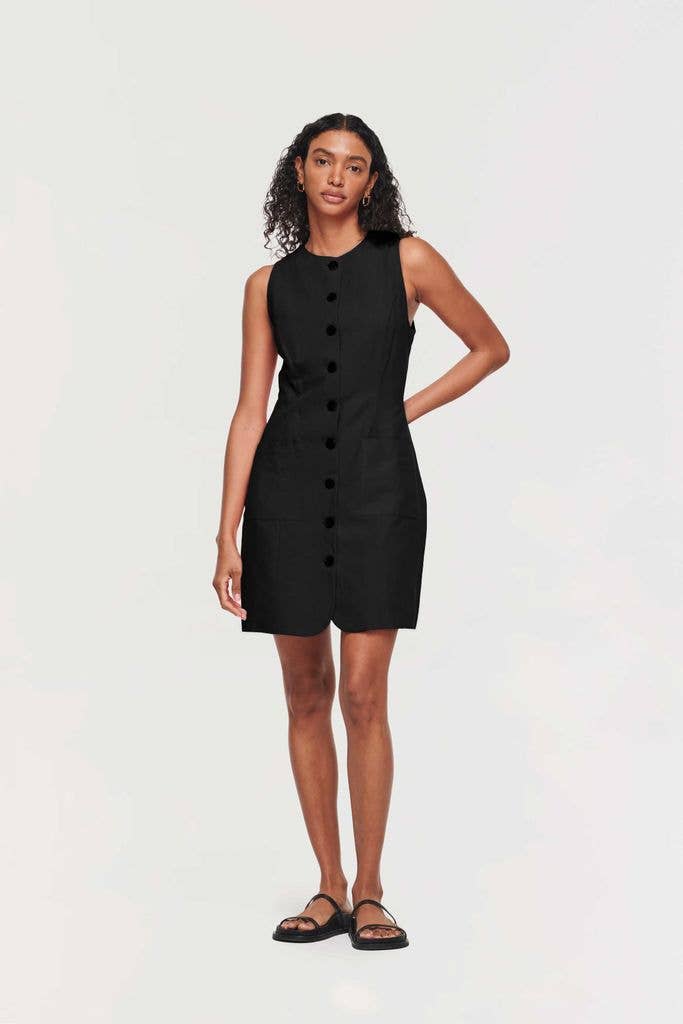 Aligne Black Linen Dress