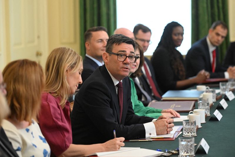 British Prime Minister Andy Burnham attends his first Cabinet meeting
