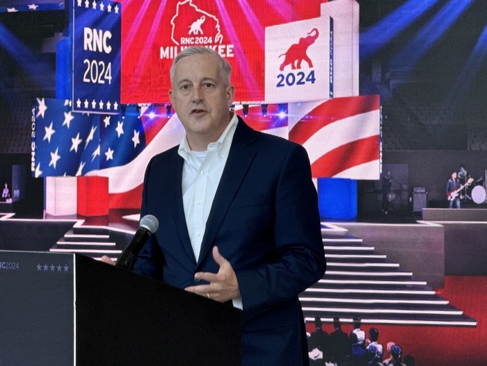 Michael Whatley, the former Republican National Committee chair pictured here in 2024, is one potential beneficiary of the GOP's massive outside cash advantage.