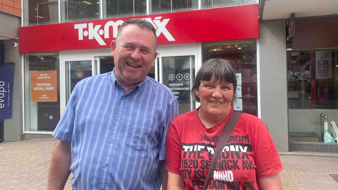 Andy Hughes, seen here with Val Bennett, said the way the city centre "has gone, lack of people, lack of footfall, anti-social behaviour... it isn't going to survive"