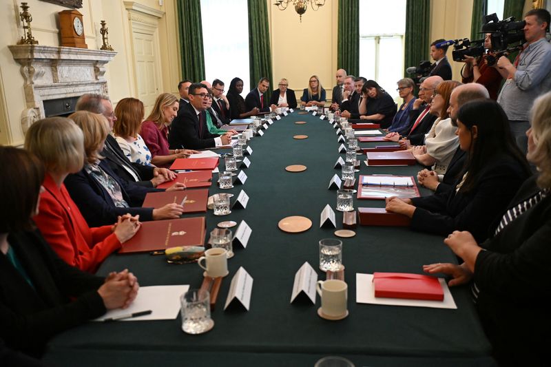 British Prime Minister Andy Burnham attends his first Cabinet meeting