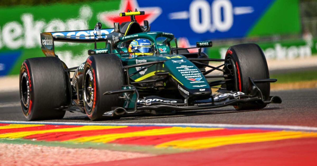 Fernando Alonso rounds Spa the race before Aston Martin upgrades arrive.