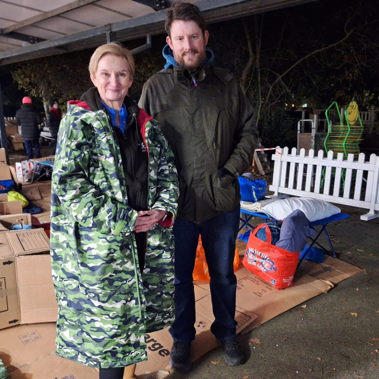 David Taylor MP with DENS Chief Executive Wendy Lewington at the last Sleepout, which raised £21,000 thanks to over 150 participants.