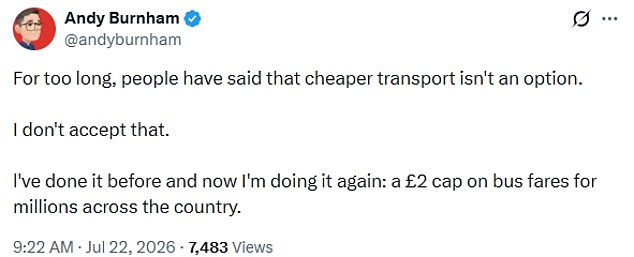 Mr Burnham said he rejected the idea that 'cheaper transport isn't an option'